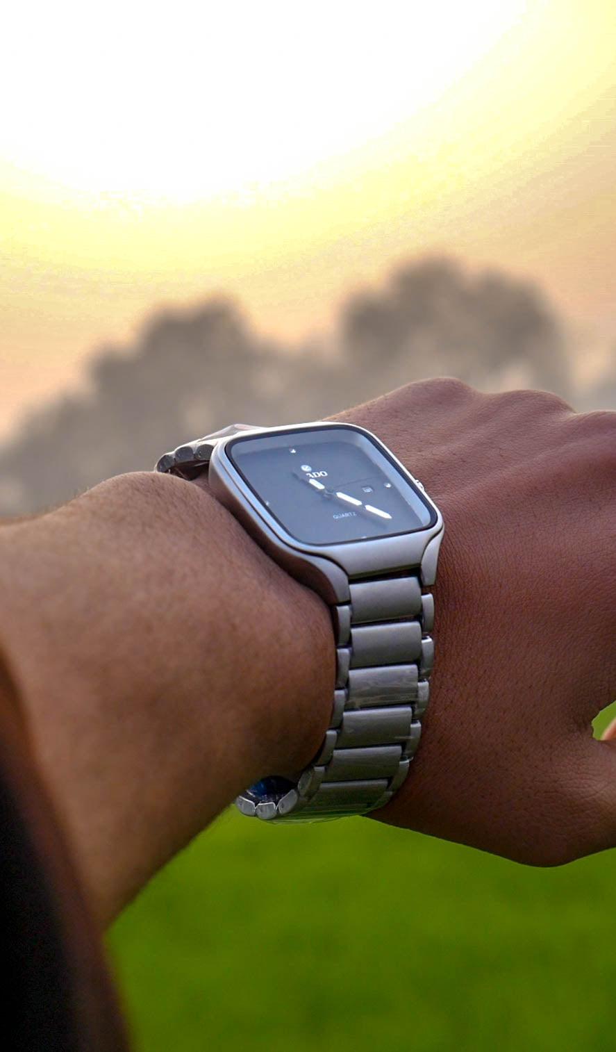 RADO Style Square Dial Watch – Replica | Black Dial | Stainless Steel Bracelet